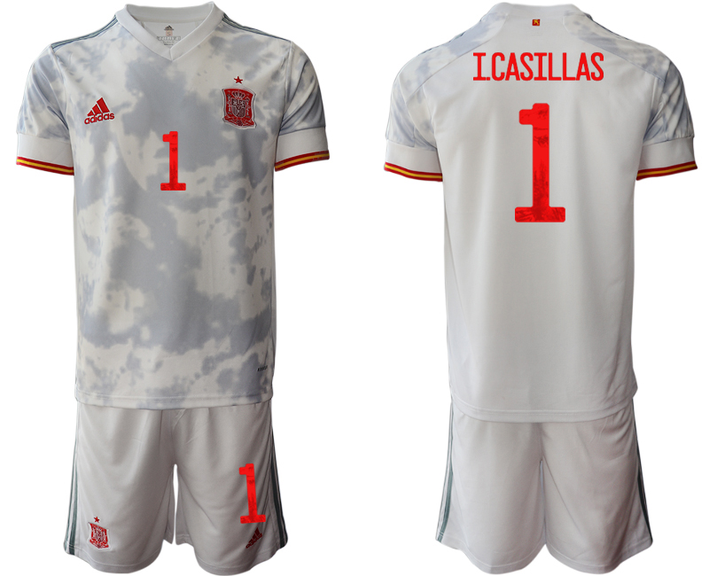 Men 2021 European Cup Spain away white #1 Soccer Jersey
